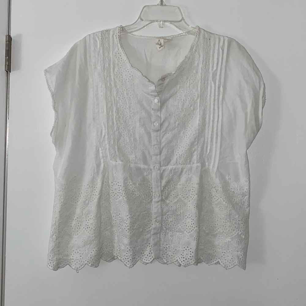 Oversized White Eyelet Blouse